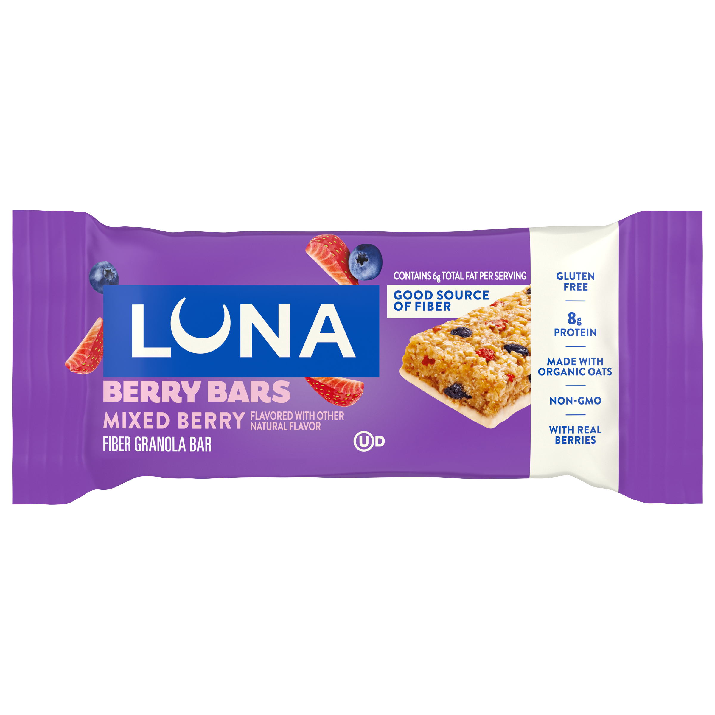 LUNA Berry Bars Mixed Berry Flavor Gluten Free Snack Bars, Non-GMO Protein Bars