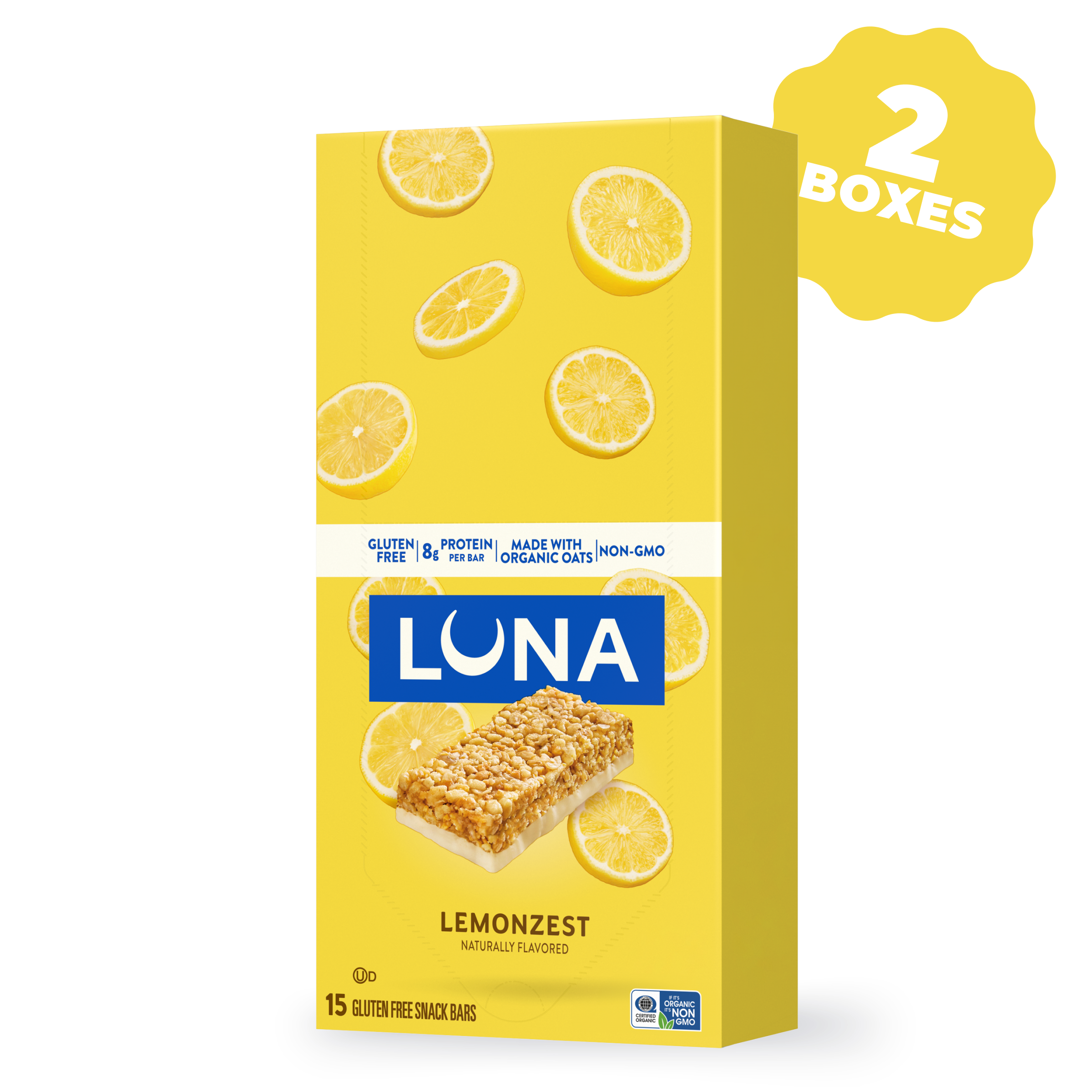LUNA Bar LemonZest Flavor Gluten Free Snack Bars, 30 Bars