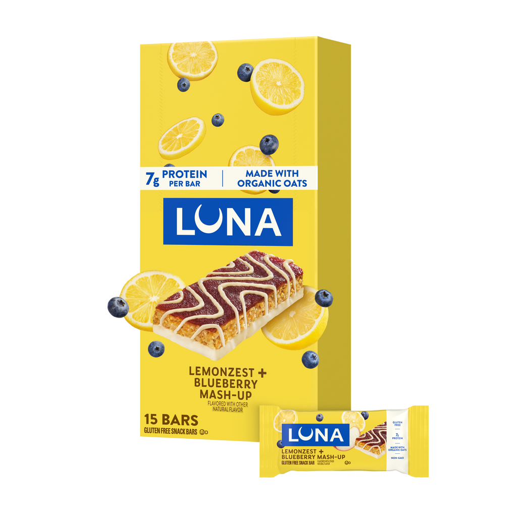 LUNA Bar Mash-Ups LemonZest + Blueberry Flavor Gluten Free Snack Bars, Non-GMO Protein Bars